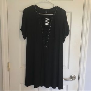 windsor store black lace up front dress